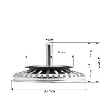 KOREK SITO ZATYCZKA KOSZYK DO ZLEWU TEKA DEANTE SITKO 83 MM + ŚRUBA SYFONU