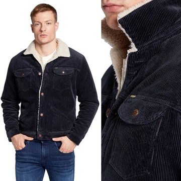 Wrangler 124MJ SHERPA JACKET Navy SZTRUKSOWA OCIEPLANA KATANA REGULAR L