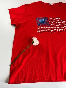 T-SHIRT damski czerwony klasyczny Cotton USA XXL