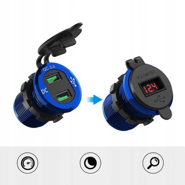 ЗАРЯДНОЕ УСТРОЙСТВО ДЛЯ МОТОЦИКЛА 2x USB QC3.0 ВОЛЬТМЕТР 3A N