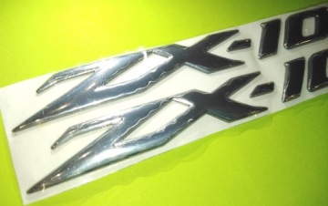 Логотип Kawasaki Ninja ZX-10R СЕРЕБРЯНАЯ 3D наклейка ZX10R