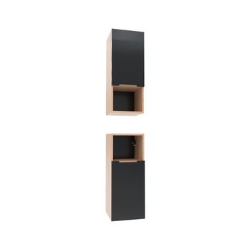 Szafka boczna szara 75x30x30 łazienkowa wisząca szary mat/dąb, Omeble
