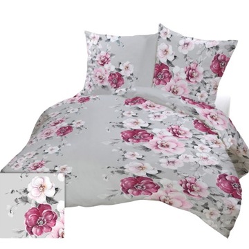 Komplet Pościeli 160x200 Bawełniana 2x70/80 Kwiaty Beż