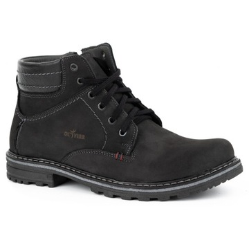 Buty męskie zimowe trzewiki skóra 1970N czarne 45