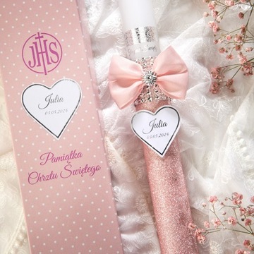 Крещенская свеча, подсвечник, сувенир Святого Крещения, крещальная свеча