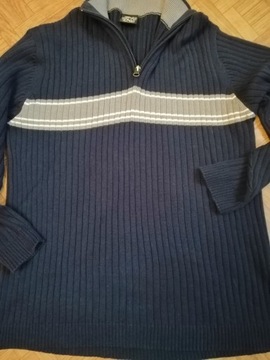 Vintage granatowy w pasy sweter roz L