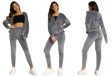 Женский спортивный костюм, бархат на молнии, черный комплект, 91 XL