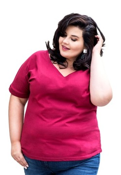 BLUZKA koszulka damska PLUS SIZE malinowa *44 *2XL