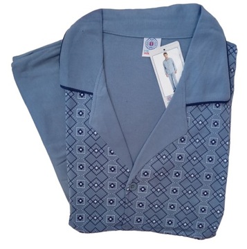 Piżama męska 100%BAWEŁNA długi rękaw ZAPINANA ROZPINANA 7XL