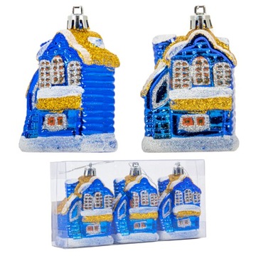 Ozdobna Bombka Choinkowa Domek - Chatka 3 szt.
