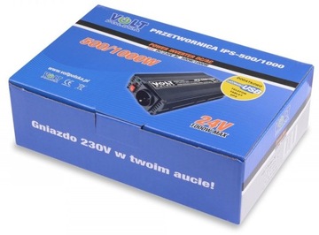 PRZETWORNICA NAPIĘCIA 24V 230V SAMOCHODOWA 1000W