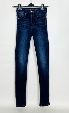 Jeansowe elastyczne spodnie rurki XS 34 Never Denim