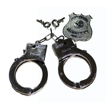 ZESTAW POLICJANTA KAJDANKI ODZNAKA KLUCZYK