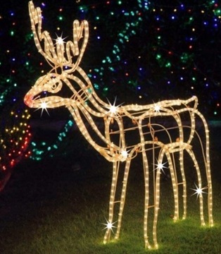 СВЕТОДИОДНЫЙ ОЛЕНЬ КАЧАЕТ ГОЛОВОЙ, БОЛЬШОЙ 3D + ВСПЫШКА