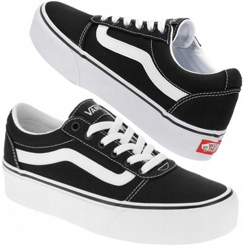 BUTY DAMSKIE VANS OLD SKOOL CZARNE PLATFORMY R.36