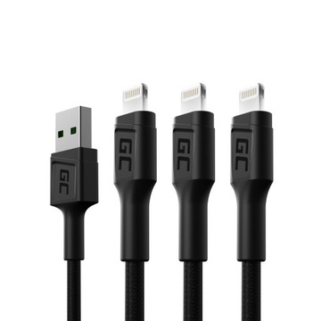 Zestaw 3x Kabel GC Ray USB-A - Lightning LED 120cm do iPhone