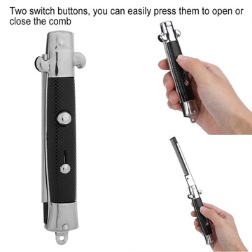 РАСЧЕСКА ДЛЯ УСОВ С ПРУЖИННЫМ КАРМАНОМ, СКЛАДНАЯ