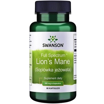 SWANSON Lion's Mane 500mg 60k SOPLÓWKA JEŻOWATA Hericium