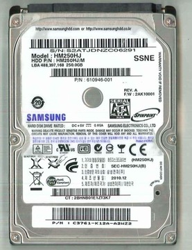 250GB SAMSUNG HM250HJ/M SATA 610946-001