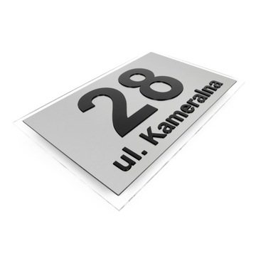 Tablica adresowa adres 3D numer na dom 30x20 szczotkowane aluminium laminat