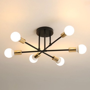 ŻYRANDOL SYPIALNIA LAMPA WISZĄCA E27 CZARNY ZŁOTY