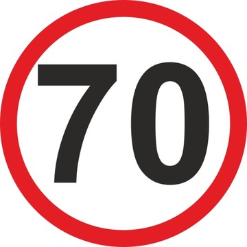Naklejka OGRANICZENIE PRĘDKOŚCI 70 km/h znak 10 cm