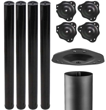 NOGI DO STOŁU BIURKA REGULACJA CZARNA 710MM 4 SZT