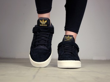 buty damskie Adidas Forum Low SKÓRA sneakersy CZARNE trampki skórzane