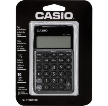 CASIO калькулятор кишеньковий SL-310UC-BK чорний, 10 цифровий дисплей