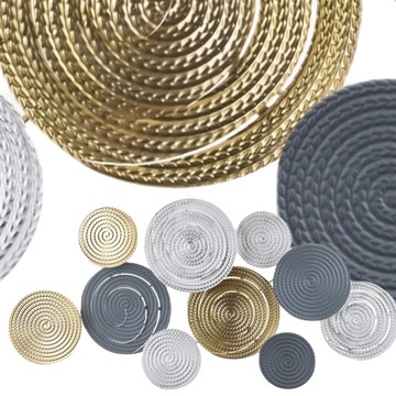 Настенное украшение металлическое, серое с золотыми кругами, 100 см.