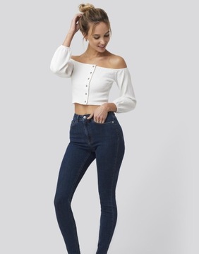 NA-KD TOP DAMSKI BIAŁY CASUAL ELASTYCZNY 36 S 1N02