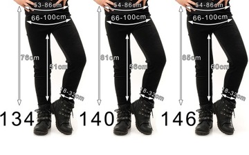 Legginsy dziewczęce Welurowe Elastyczne Spodnie Getry Welur Czarne 158