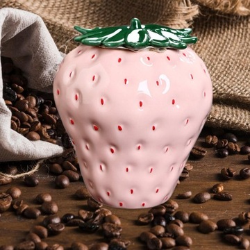 Керамический герметичный контейнер для хранения в форме клубники, переносной, розовый