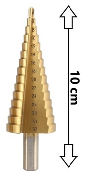 СТУПЕНЧАТОЕ КОНИЧЕСКОЕ СВЕРЛО 4–32 мм ДЛЯ СТАЛИ, МЕТАЛЛА, ШЕСТИГРАННОГО ЛИСТА ДЛЯ ОТВЕРТКИ
