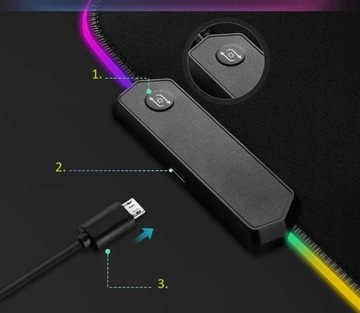 БОЛЬШОЙ КОВРИК ДЛЯ ИГРОВОЙ МЫШИ ДЛЯ НАСТЛА со светодиодной подсветкой RGB XXL 80x30см