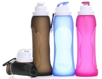TRZY KOLOROWA Silikonowa składana butelka na wodę 500ML