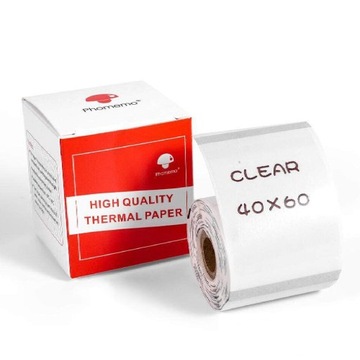 Этикетки Phomemo M110 M120 M200 прозрачные 40х60мм 130шт наклейки из фольги