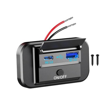 Podwójny przełącznik ładowarki samochodowej USB 12 V 24 V do samochodów łódź morska czarna