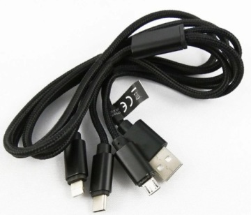 3 в 1 Lightning для iPhone Micro USB, кабель USB-C, 1 м