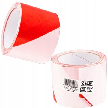 C1928 ЛЕНТА ПРЕДУПРЕЖДАЮЩАЯ 100М/75ММ БЕЛАЯ И КРАСНАЯ