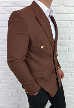 Brazowa marynarka meska dwurzedowa H95 - 46