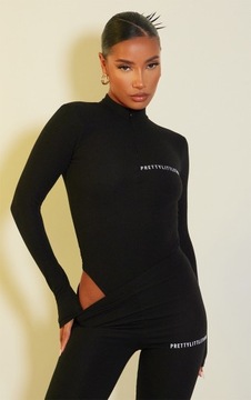 PRETTYLITTLETHING CZARNE SWETERKOWE BODY ZAMEK NAPIS CASUAL R.36 B519103