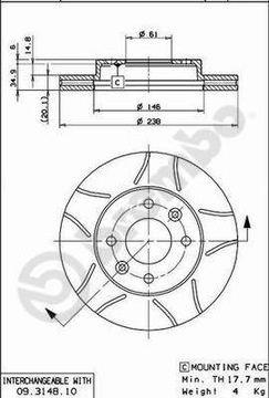 ДИСК ТОРМОЗНАЯ BREMBO 9314875 