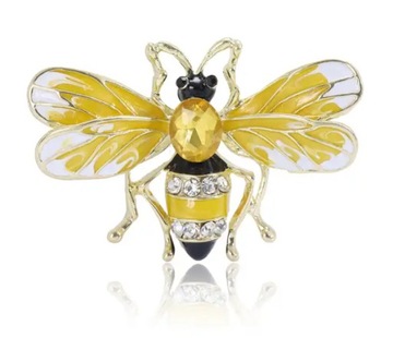 ZŁOTA BROSZKA OZDOBNA BIŻUTERIA SPINKA PSZCZOŁA OSA DIAMENTY 5 cm