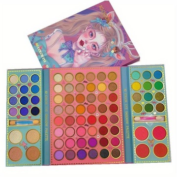 MEGA PALETKA CIENIE DO MAKIJAŻU BROKAT GLITTER 80 SZTUK BRONZE BŁYSZCZYKI