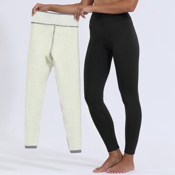 Damskie legginsy z podszewką z polaru, grube, solidne, z wysokim stanem, ciepłe zimowe jogi XL