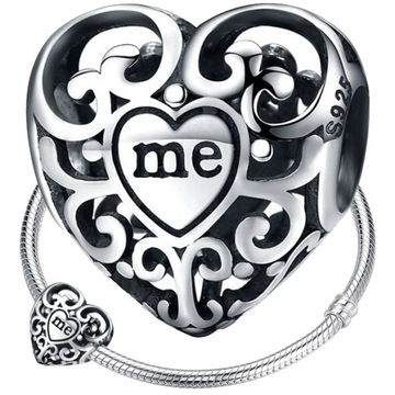 CHARMS SERCE ME srebro 925 zawieszka koralik S925