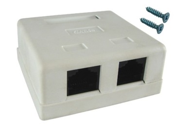 PUSZKA NATYNKOWA CAT5E 2X RJ-45 UTP ZATRZASKOWA