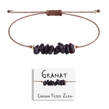 BRANSOLETKA DAMSKA KAMIEŃ GRANAT AMULET OCHRONNY