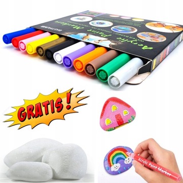 PISAKI AKRYLOWE 12 KOLORÓW + 2 kamienie GRATIS